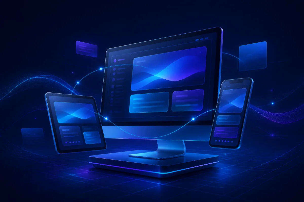 Illustration of responsive web applications across multiple devices